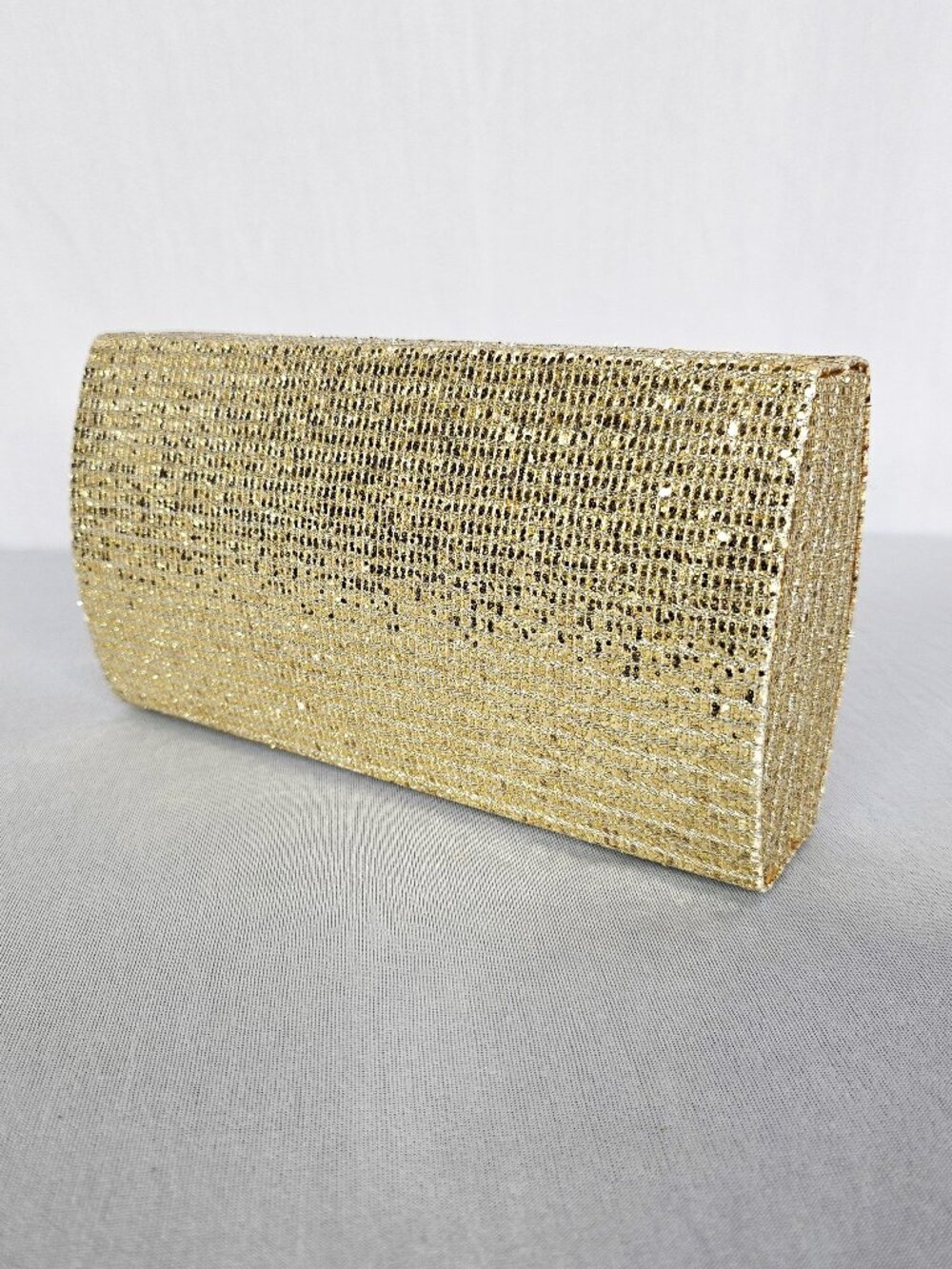Gold Metallic Sequin Clutch | Evening Bag | Purple Lining | Formal Hoco Party